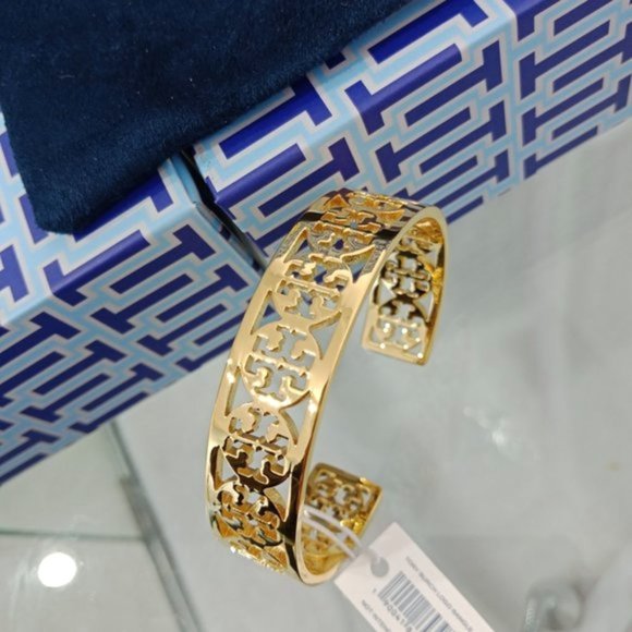 Tory Burch Jewelry - Tory Burch Metal Logo Personality Open Bracelet